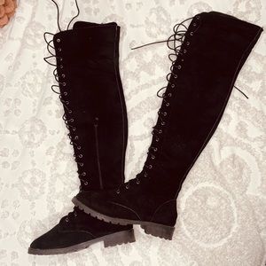 Alizernatur over the knee lace up boots